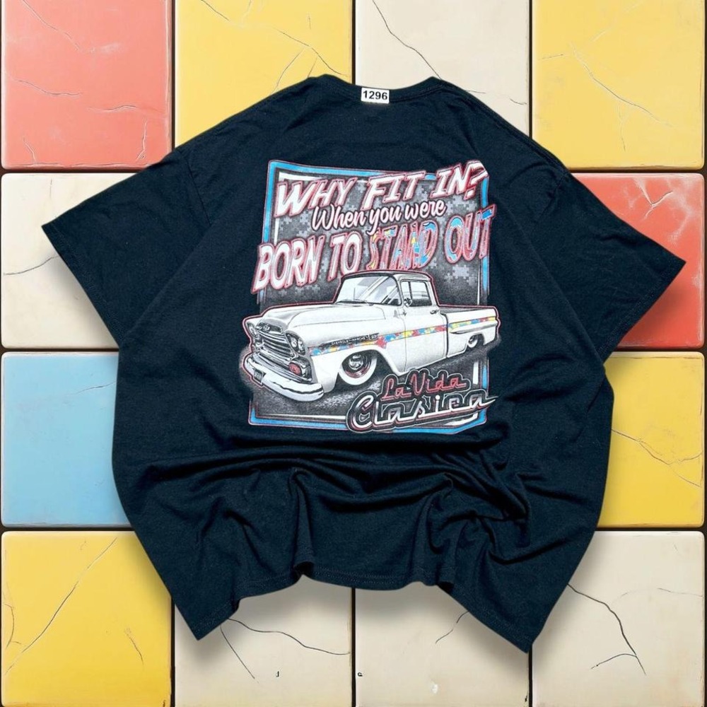 Y2K Chevy Truck Shirt Mexican Pride Lowered Truck Car Men Black 2XL Hot Rod